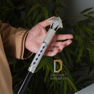 Handcrafted Saeedi Cane with Silver Dagger-Inspired...