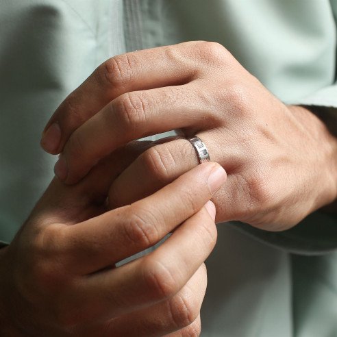 Silver Ring for Men with Modern Stripe Design